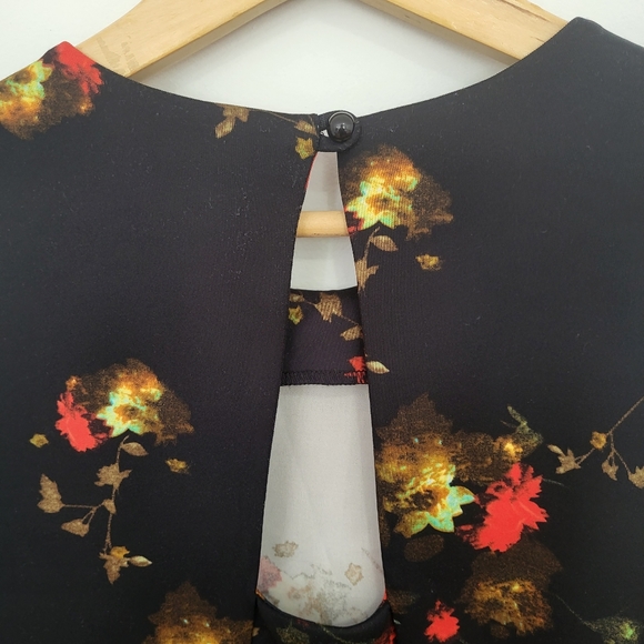 Lori M Collection Black and Red Floral Dress - Picture 4 of 5